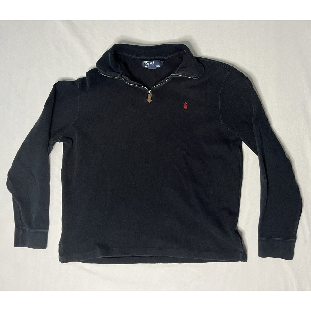 Polo Ralph Lauren 1/4 Zip Sweater Men's Size Large Black Pullover Long Sleeve